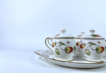 Coalport Bone China Covered Custard Cups On Serving Dish