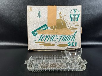 A Fantastic Serva-Snack Set In Pressed Glass By Anchor Hocking