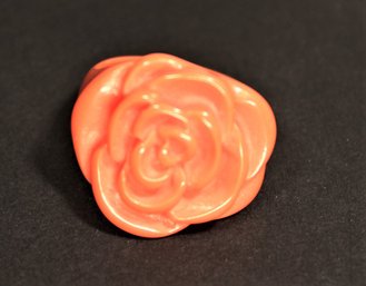 Coral Colored Plastic Vintage Rose Formed Floral Ring Size 8