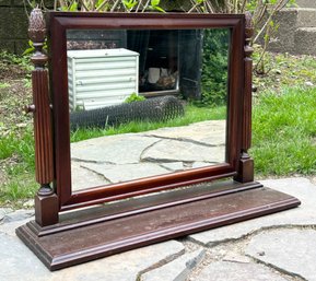 An Antique Mahogany Shaving Or Vanity Mirror