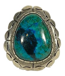 Fine Large Size Green Turquoise Sterling Silver Southwestern Ring