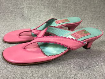Pair 5 Of 5 Very Nice LILLY PULITZER Shoes - Made In Italy - Size 9-1/2M - All Leather - Pink & Green - Nice !