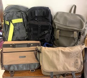 Collection Of Five Backpacks/ Messenger Bags Including American Eagle, Eddie Bauer, Jansport And 0thers