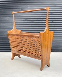 Mid Century Italian Wood And Cane Magazine Rack For B Altman Co