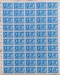 Scott # 996 FULL SHEET Of Unused 1950 Indiana Territory Sesquicentennial Blue Three 3 Cent U.S. Stamps