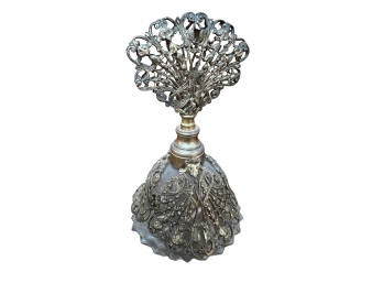 Vintage Ormolu Filigree Crystal Perfume Bottle - 1950s