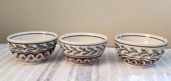Trio Of Boleslawiec Polish Pottery Bowls 'Pine Boughs'