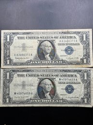 2 $1 Silver Certificates 1957-A, 1957-B