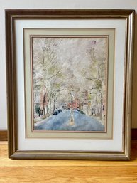 Chen Chi, Boulevard In Spring, Signed Watercolor On Paper, Circa Mid 20th Century