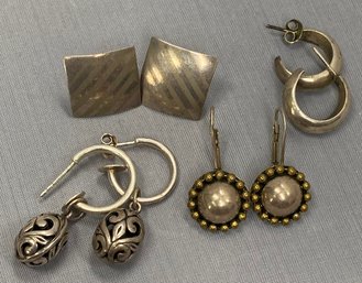 Four Pairs Of Sterling Earrings