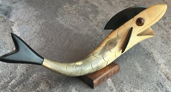 Large Vintage Mid Century Carved Horn Shark Sculpture