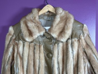 A Vintage Fur Pelt & Leather Coat By Connecticut Furriers