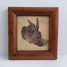 Albrecht Durer 'Young Hare, 1502' Print With Antique Wooden Frame