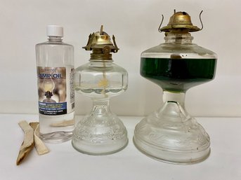 Lot Of Vintage Oil Lamps And Accessories