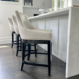 A Trio Of Custom Thomas Stewart Counter Stools - Sterling Swivel - Buttery Soft Leather
