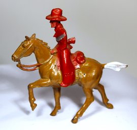 One Piece Manoil Original Paint Lead Dome Store Figure Cowboy On Horseback