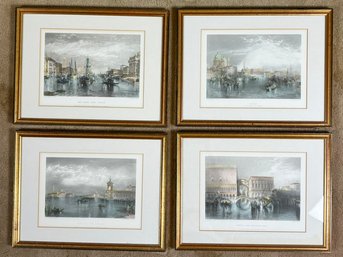 A Series Of 4 Hand Colored Venetian Lithographs