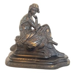 Elegant Bronze Color Seated Lady Sculpture