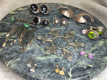 Lot 5 - Assorted Group Of All - STERLING SILVER - 925 Items & Jewelry - Some Vintage - Some Newer -  NICE !