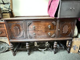 1880's Oak Sideboard, Tudor Style