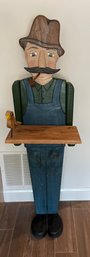 Woodendipity Tall Dumbwaiter Butler Holding Wood Tray - Signed