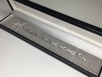 Brand New 925 / Sterling Silver Paper Clip Bracelet - NEVER WORN - Made In Italy - Never Worn - 7-1/2' Long