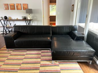 IKEA Cotemporary Black Leather Sofa - Made In Canada