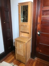 Very Unusual Vintage TALL Pine Cabinet / Cupboard - Use In Bathroom ? In Hallway ? - WHAT A GREAT PIECE !