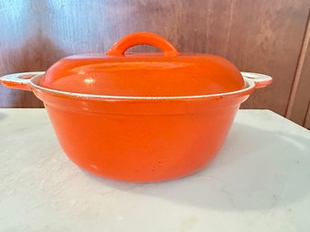 Orange Enameled Cast Iron Pot