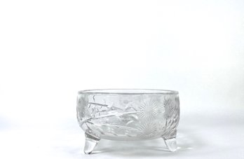 English Antique Tri-footed Cut Crystal Bowl