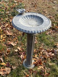 SMALL CAST IRON BIRD BATH W/ PEDESTAL