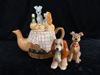 Disney Lady And The Tramp Teapot And Salt And Pepper Set