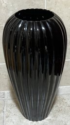Vintage Black Ribbed Art Deco Vase