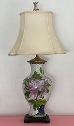 Vintage Cloisonne, Enamel Flowered Ginger Jar Lamp