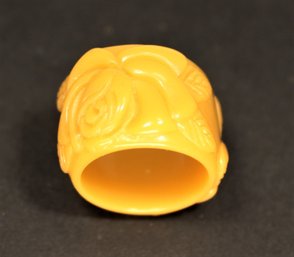 Size 6.5 Vintage Molded 1920s Plastic Ring Yellow Floral Motif