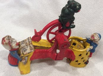 Vintage Professor Pug Frogs Great Bicycle Feat Cast Iron Bank