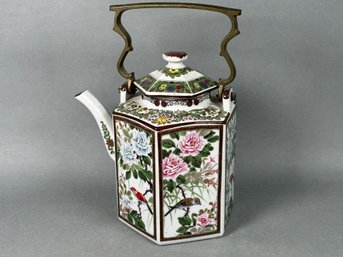 Vintage Andrea By Sadek Tea Pot With Brass Handle