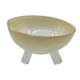 Modern Opaque Creamy White 3-Legged Decorative Glass Bowl