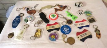 Vintage Key Chains Pins And Luggage Tags