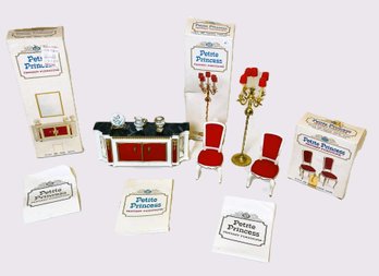Ideal 1964 Petite Princess Fantasy Furniture-original Boxes & Booklets-Two Chairs, Candelabra & Royal Buffet