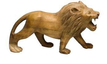 Ferocious Looking Hand Carved 12' Wood Lion