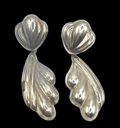 Vintage Sterling Silver Designer Bubble Abstract Dangle Earrings