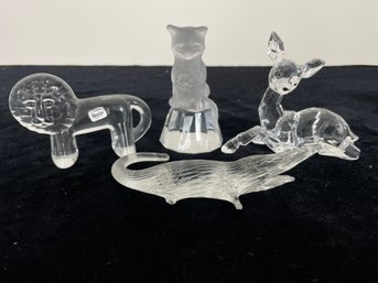 4 Piece Assorted Glass Animal Figurine Collection