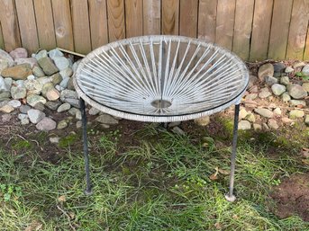 Modern Glass And Black Metal Round Side Table