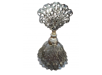 Vintage Ormolu Filigree Crystal Perfume Bottle -1950s