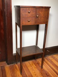 Very Nice English Antique Shaving Stand / Nice Dark Chestnut Oak Finish - Lacking Mirror - Original Finish