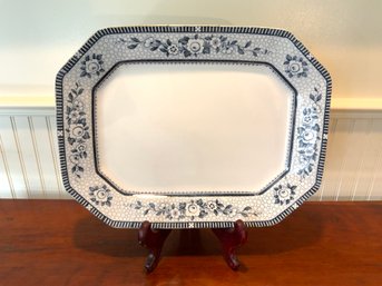 Antique Burgess & Leigh English Blue And White 17.5-inch Platter