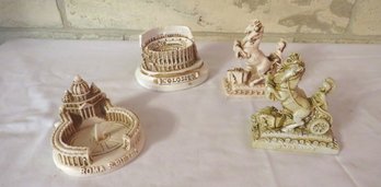 4 Resin Rome Landmark Figurines Marked VEMA