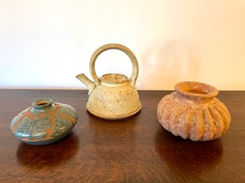 Uniquely Designed Pottery Vases & Tea Pot