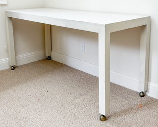 A Vintage Mid Century Parsons Desk - On Casters